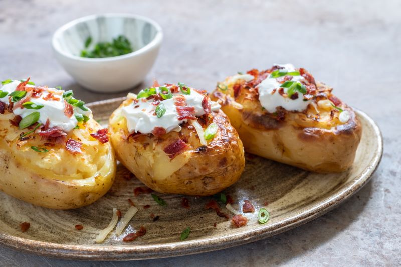 Epeios Recipe | Baked Potatoes With Cheese & Bacon - EPEIOS