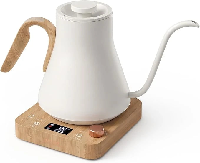 Gooseneck Electric Kettle — Cream White Walnut