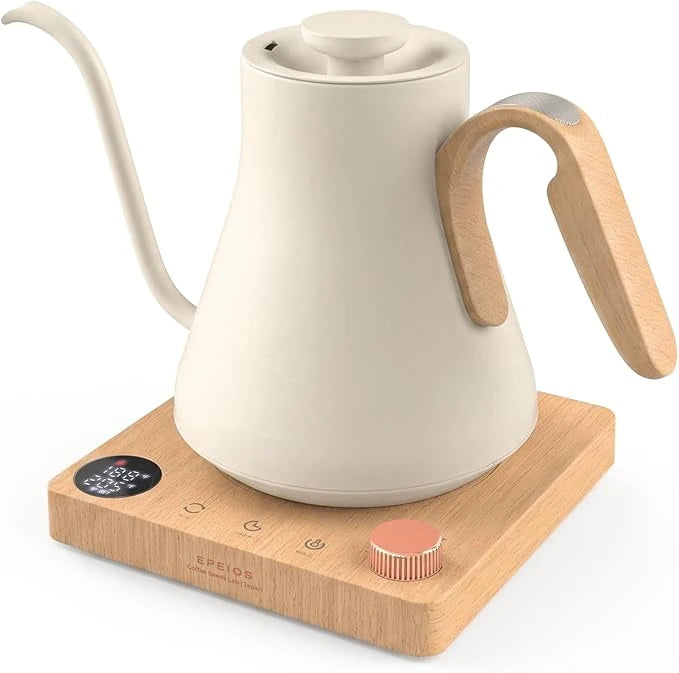 Gooseneck Kettle with Brew Timer — White Walnut
